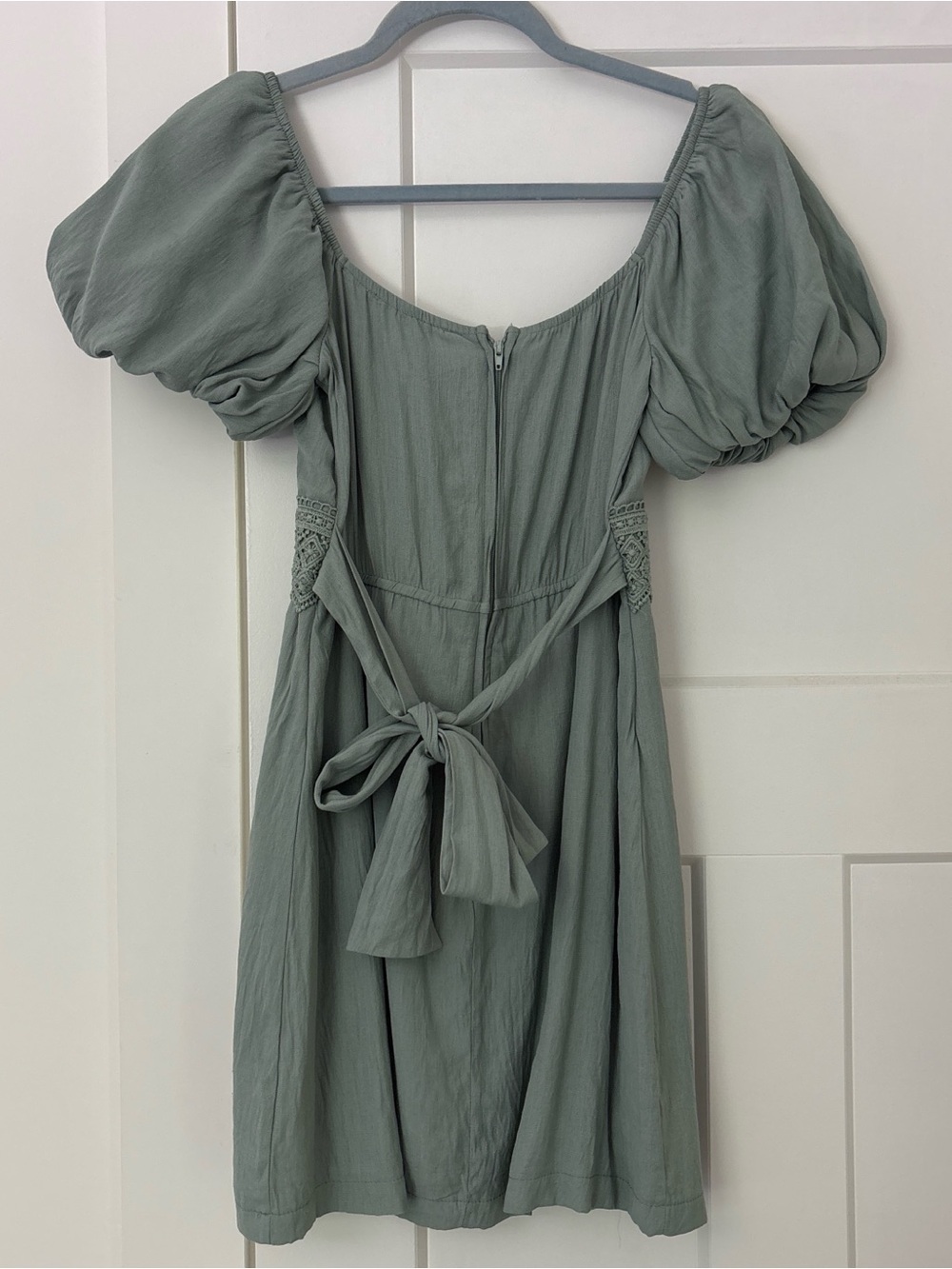 Altar'd State Sage Green Puff Sleeve Mini Dress - Picture 2 of 3